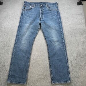 Levis 501 93 Straight Leg Jeans Mens 38x30‎ Medium Wash Blue Button Fly Denim